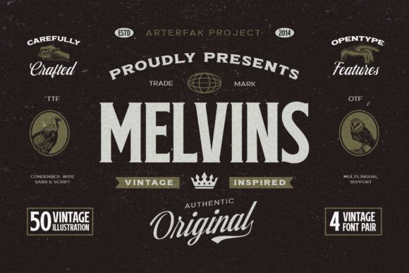 Melvins Font Set: Vintage Display for Cohesive Branding
